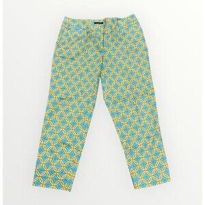 Jones New York Capri Pants Womens Size 6 Blue Geometric Pockets‎ Stretch 32x24
